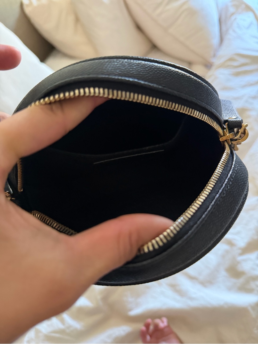 Saint Laurent Black Quilted Round Crossbody with Gold YSL Hardware - Picture 14 of 14